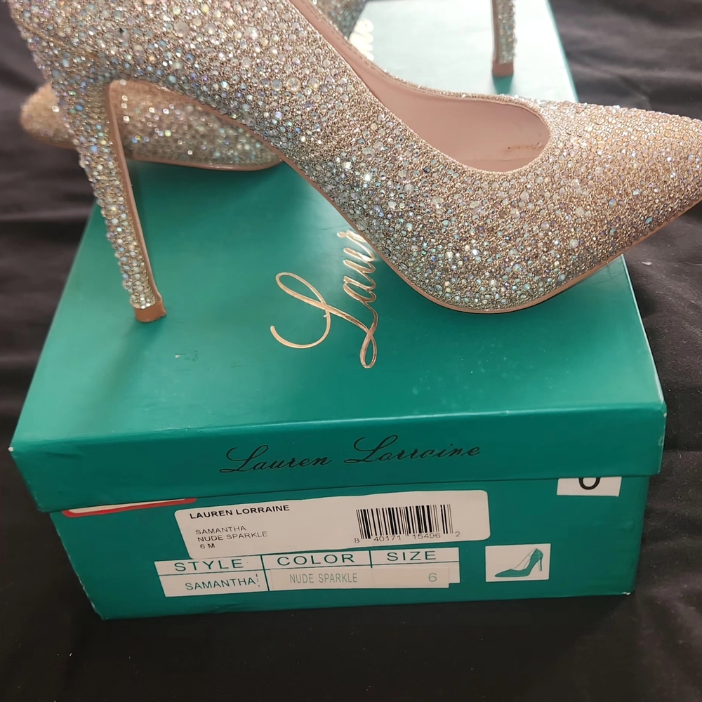 Lauren Lorraine Glittering Silver Heels
